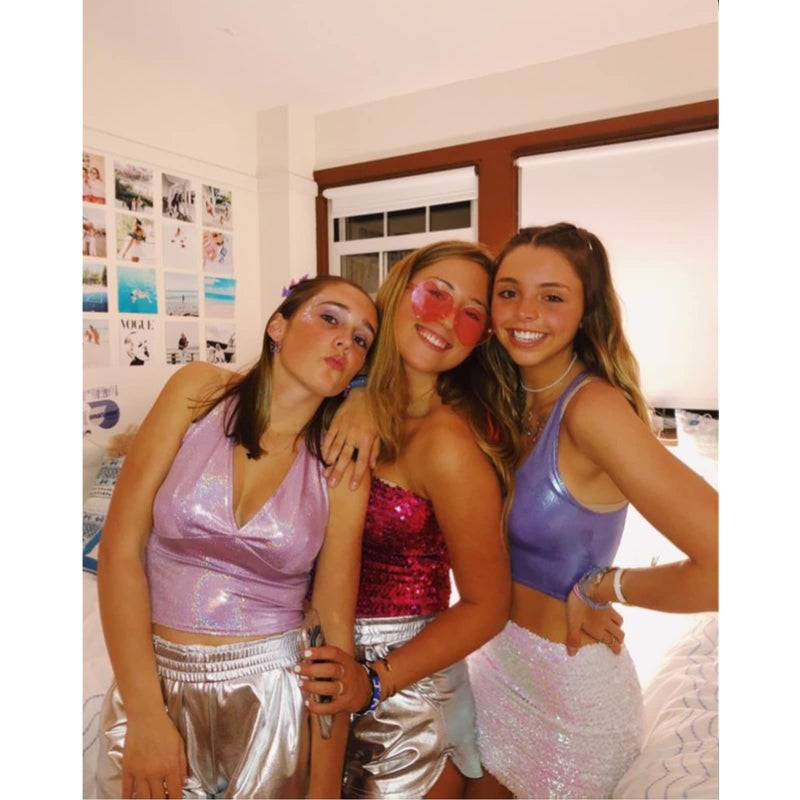 Fenyong Womens Sparkly Sequin Mermaid Crop Tops, Strapless Metallic Tube Tops for Party Clubwear(Hot Pink) - Image 5